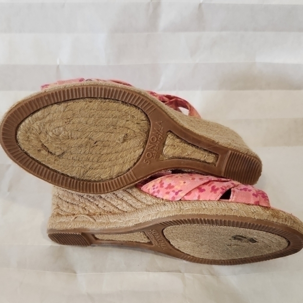 Sonoma Pink Floral Print Wedges Size 7.5‎  Sandals - Picture 3 of 8